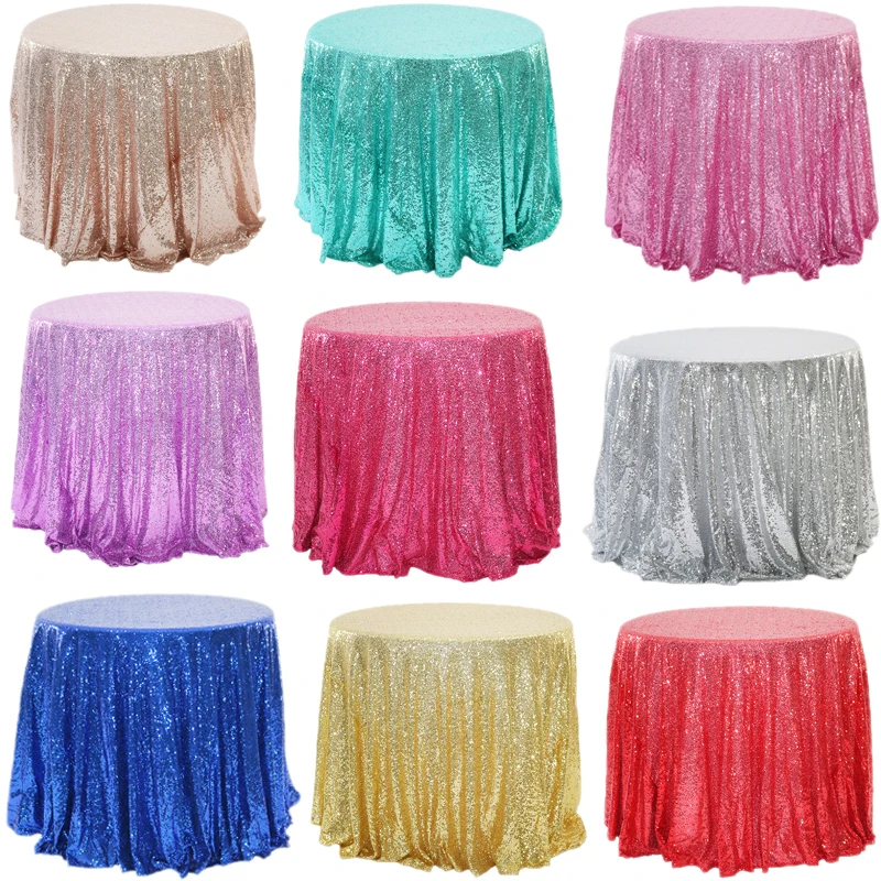 

100/120/180cm Round Sequins Tablecloth Shiny Glitter Table Cloth Wedding Housewarming Banquet Birthday Baby Shower Party Home
