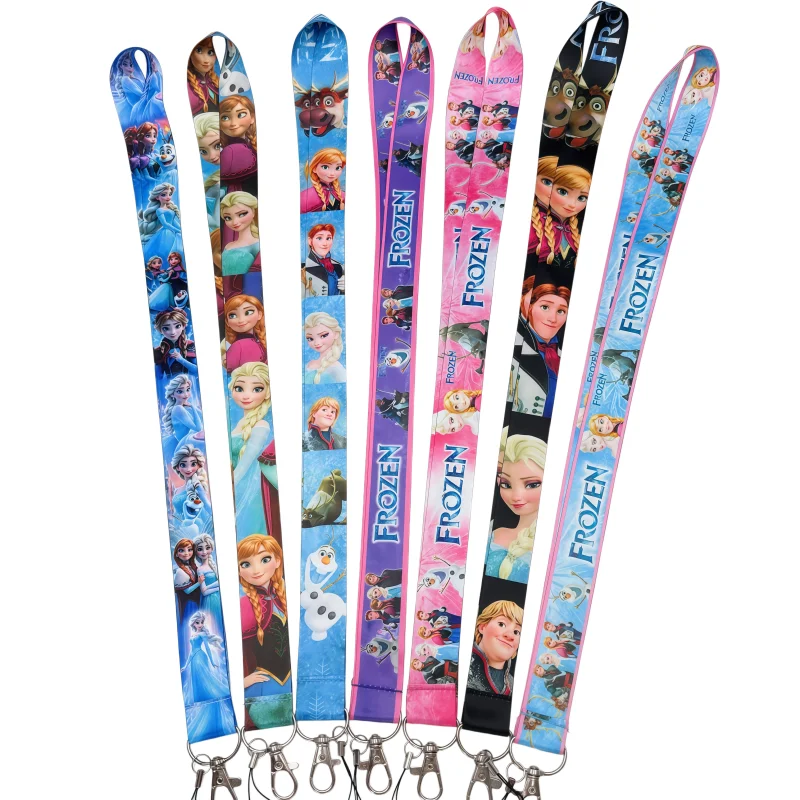 Фото Ремешок для ключей с героями мультфильмов Disney Frozen, держатели для бейджей, ремешки для телефона с изображением животных, шейные ремешки с брелоком, аксессуары для телефона №1