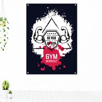 no pain no gain gym workout sports fitness poster wall art exercise inspirational tapestry gym workout decorative banner flag