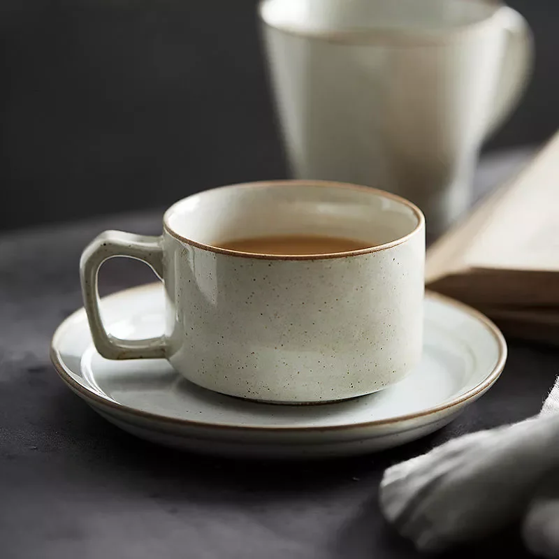 

Creative Stoneware Coffee Tumbler Tea Mug Milk Water Cup Mark Cup Espresso Latte Cup Breakfast Dessert Cup Drinkware Plate