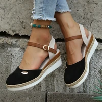 2022women platform wedge sandals closed toe round head womens shoes comfort summer outdoor sports beach height increase sneakers