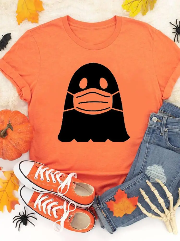

Halloween Fashion Funny Lovely Cartoon Fall Autumn Casual T-shirts Clothes Women Female T Clothing Ladies Print Graphic Tee