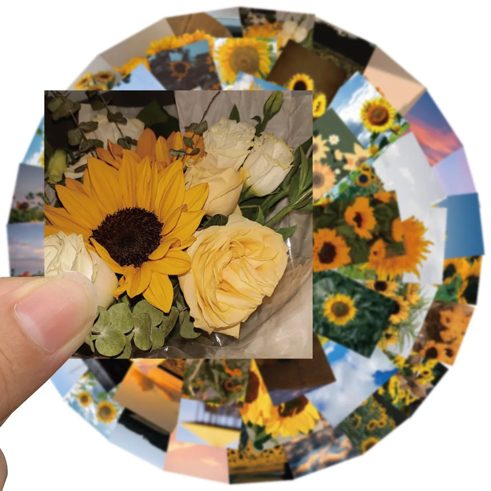 

10/30/50PCS Beautiful Sunflower Landscape Stickers Luggage Skateboard Cute DIY Cool Graffiti Waterproof Funny Kid Toy Sticker F3