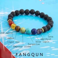 natural lava stone beads healing balance charm bracelet 8mm tiger eye bead tibetan buddha prayer bracelet for women men