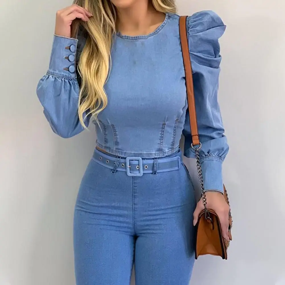 

Short Top Soft Women Top Female Comfy Casual Sexy Buttons Cuff Blouse