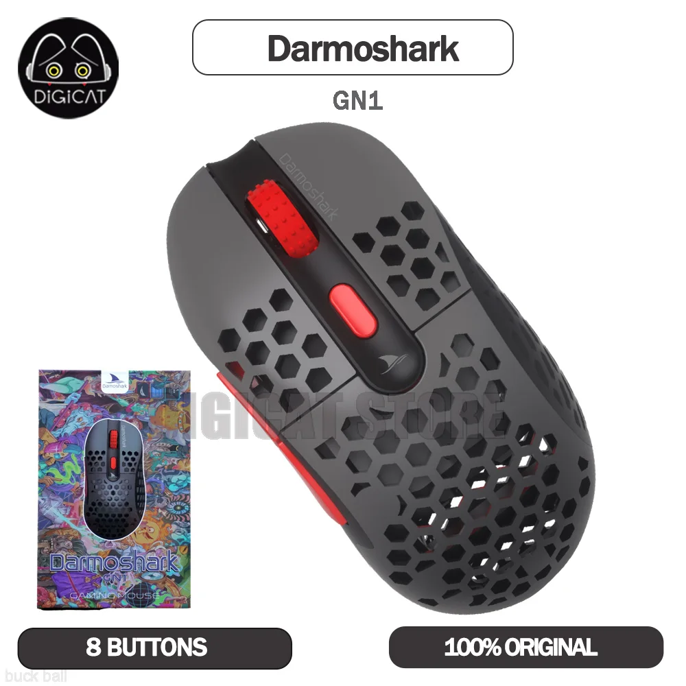 Беспроводная игровая мышь Darmoshark GN1, 8 кнопок, 2,4 ГГц, 6400DPI, кадров в секунду