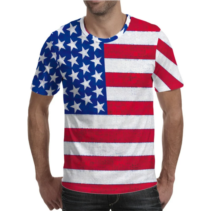 

Новинка лета 2022, модная футболка для пары, футболки с индивидуальным 3d принтом американского флага, футболка с коротким рукавом и круглым вы...