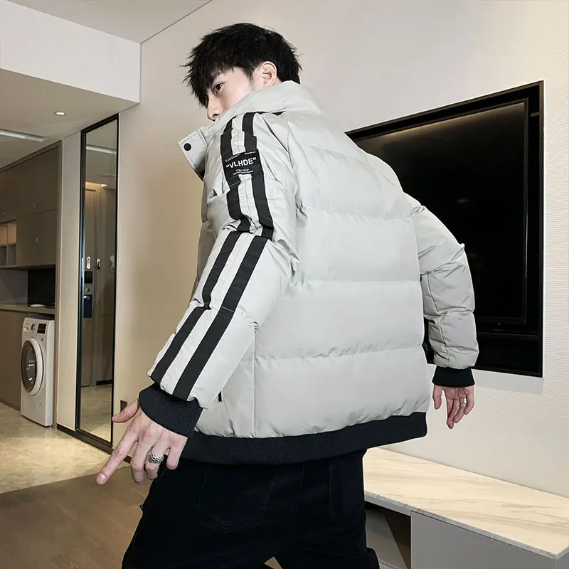 UYUK Men Hip Hop Padded Bomber Jacket Coat Streetwear Graffiti Jacket Parka Cotton Harajuku Winter Down Jacket Coat Outwear