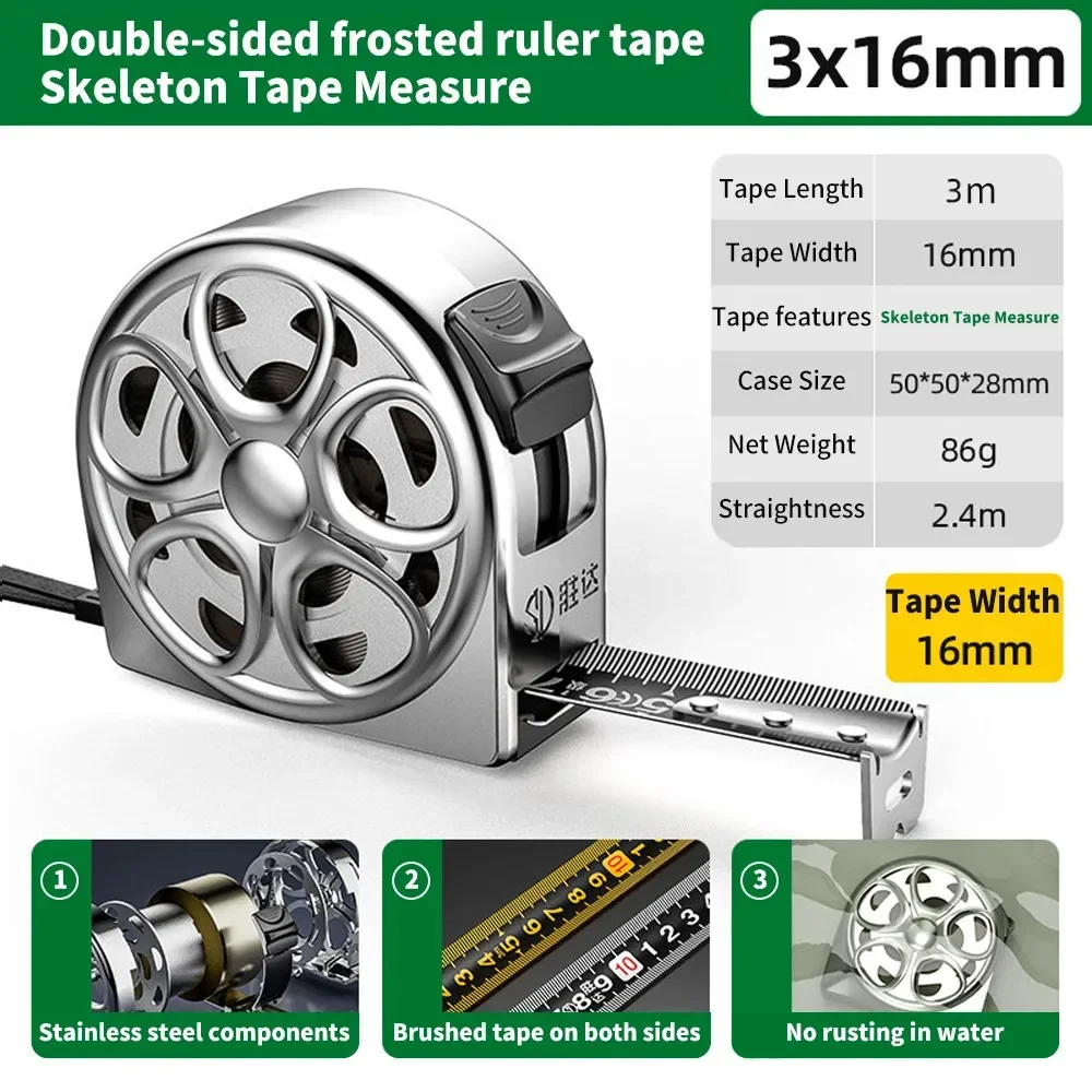 

3/5 м метрическая рулетка из нержавеющей стали, антикоррозийная выдвижная метрическая линейка, полый дизайн, измерительный инструмент для деревообработки