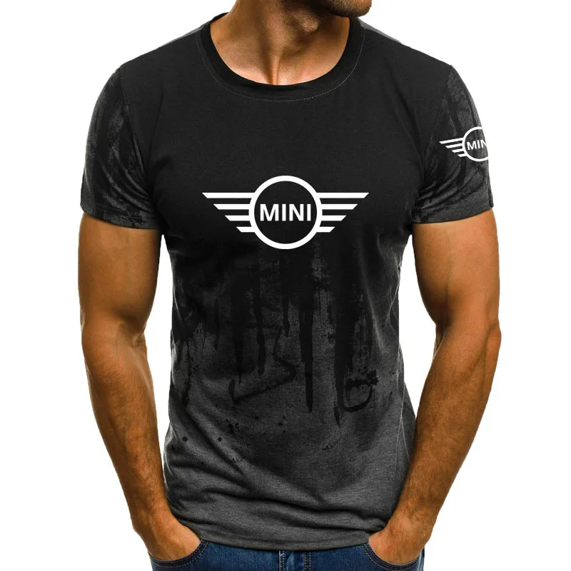

Hip Hop Street Men's T-Shirt Mini car logo print Breathable Cotton Gradient Men's Short Sleeve Tees 3D printing Men's Tees