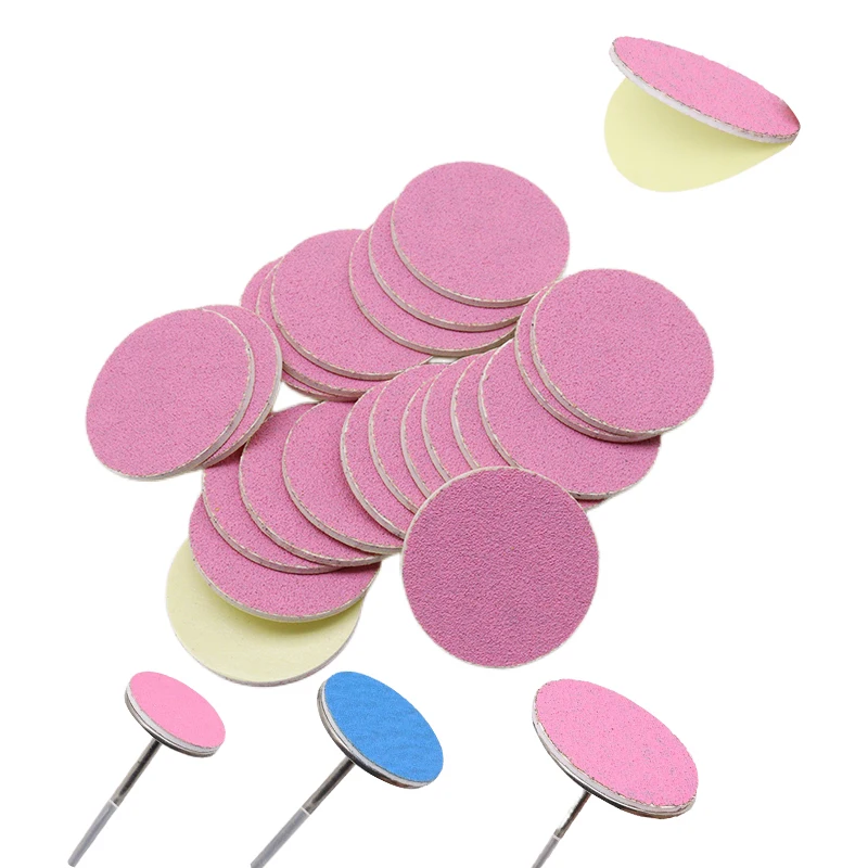 New~Pink Sanding paper 50/pcs Pedicure Foot Care Tools 15mm 20mm 25mm 35mm nail drill bit Disk disc Salon Calluse Replaceable