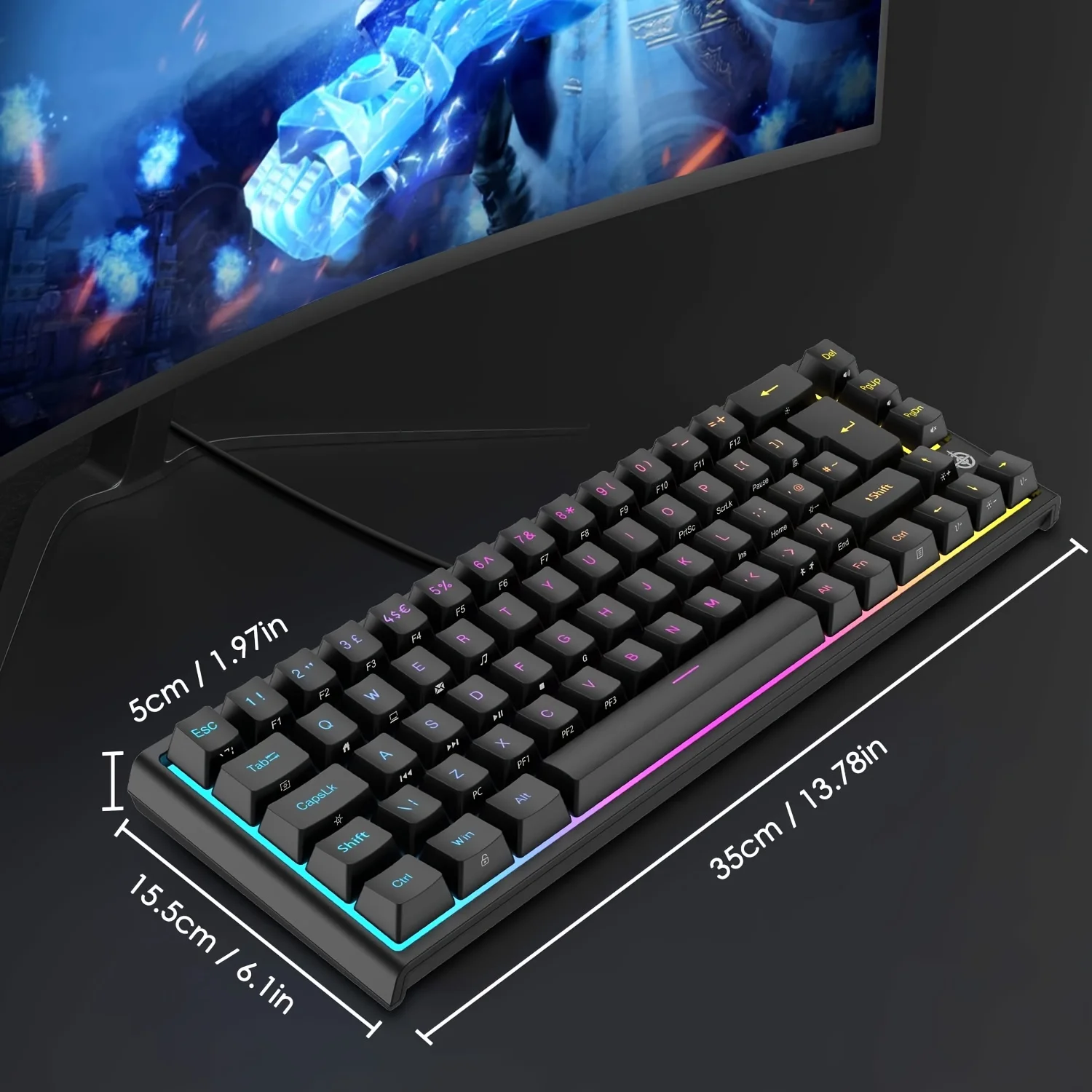 60% механическая мини-клавиатура проводная игровая клавиатура с RGB-подсветкой