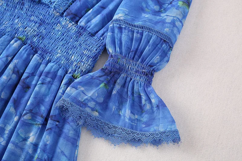 Женское шифоновое платье-макси с V-образным вырезом и цветочным принтом