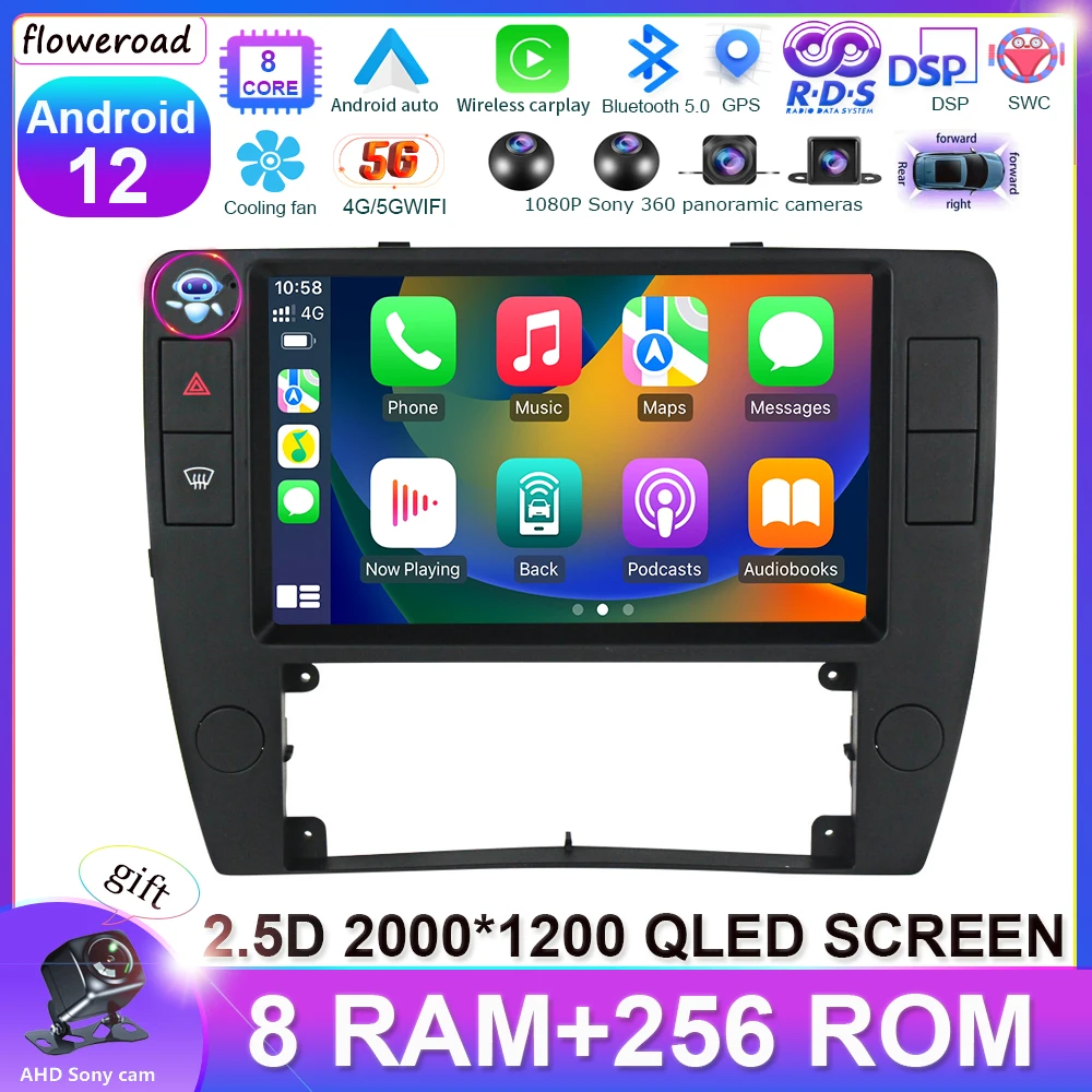 

QLED For Volkswagen Passat B5 2000 - 2005 Auto Carplay Android 12 Car Radio Stereo Multimedia Video GPS Navigation Player BT5.0