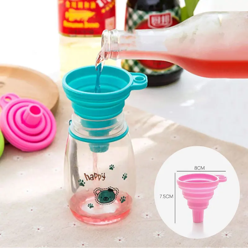 

Mini Foldable Funnel Silicone Collapsible Portable Funnel for Fuel Hopper Collapsible Beer Oil Funnels kitchen accessories Tools