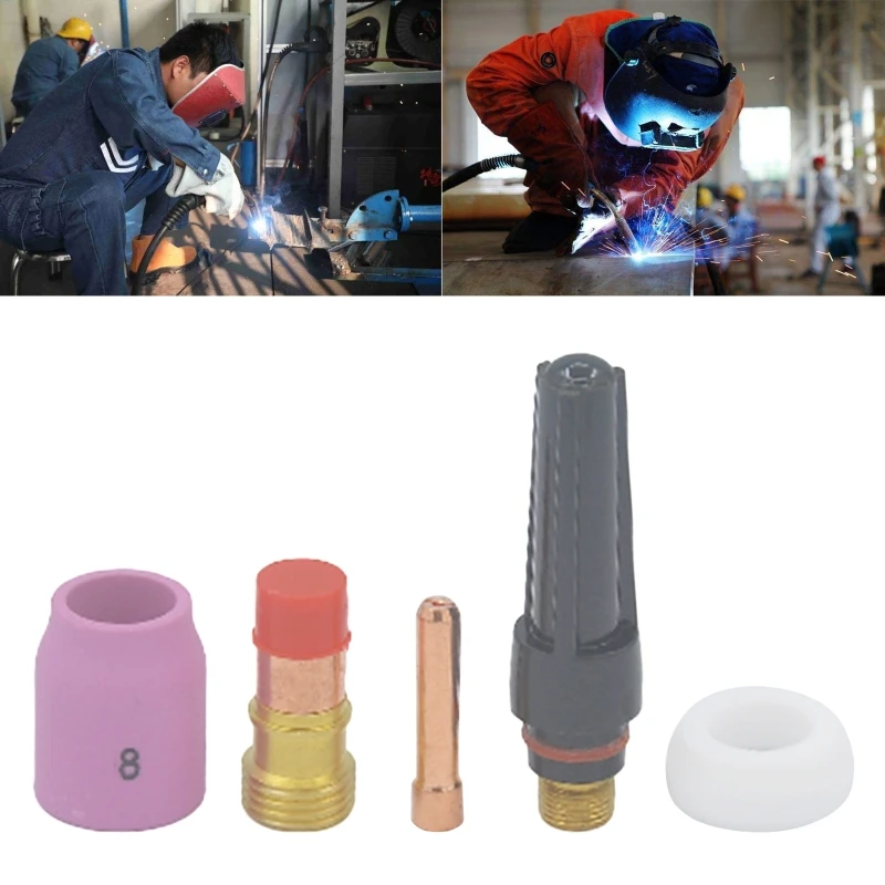 

5 Pcs/set TIG Welding Torch Consumables Cup Gas Lens Weling Tools Set Compatible with WP 9 20 25 Workshop Tools R9UF