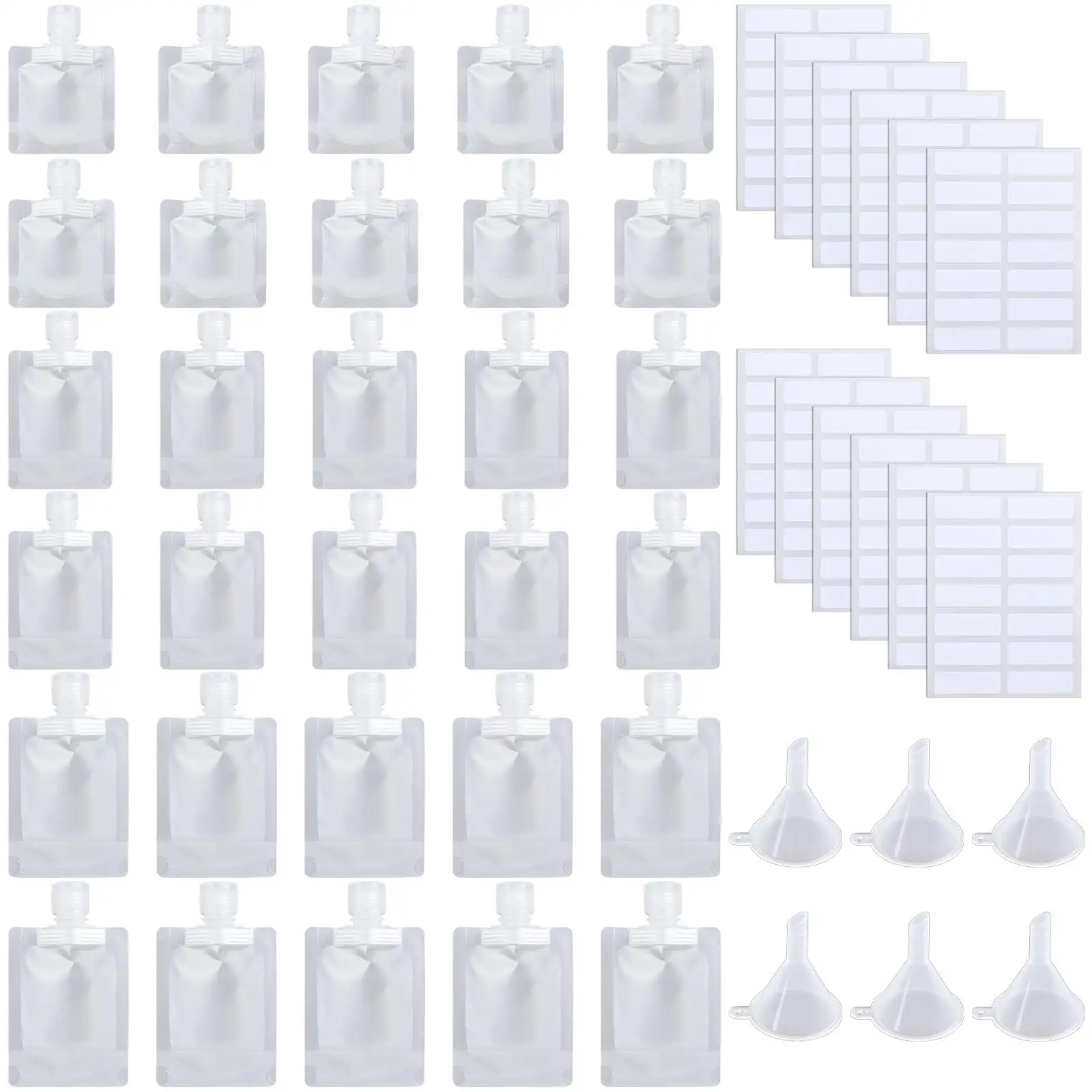 

Refillable Empty Squeeze Pouch 30Pcs 3Sizes Portable Travel Fluid Makeup Packing Bag For Toiletry Lotion Face Cream Mask Mud