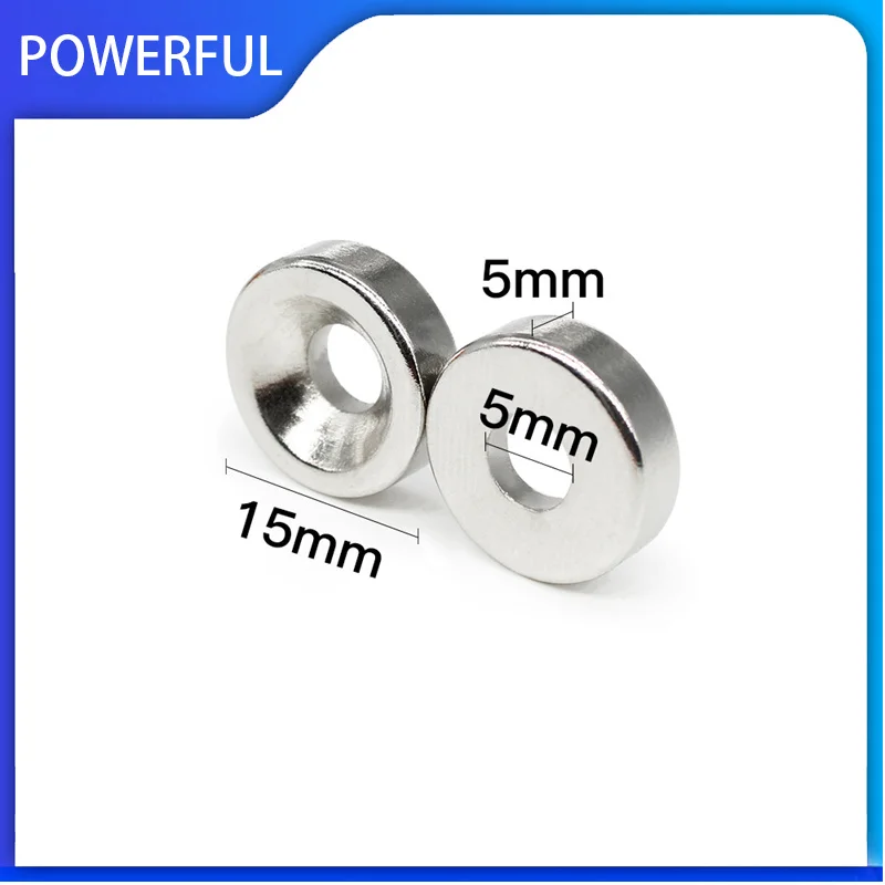 

5~100PCS 15x5-5 Disc Search Magnet 15mm x 5mm Hole 5 mm N35 Round Countersunk Permanent Neodymium Magnet 15mm x 5mm-5mm