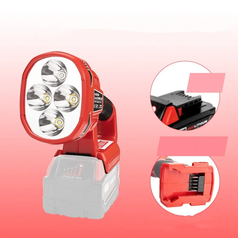 Фонарик 12 Вт, Рабочая лампа, фонарик, работает с литий-ионным аккумулятором Milwaukee 18V M18, с 4 светодиодными лампами, высококачественное наружное освещение