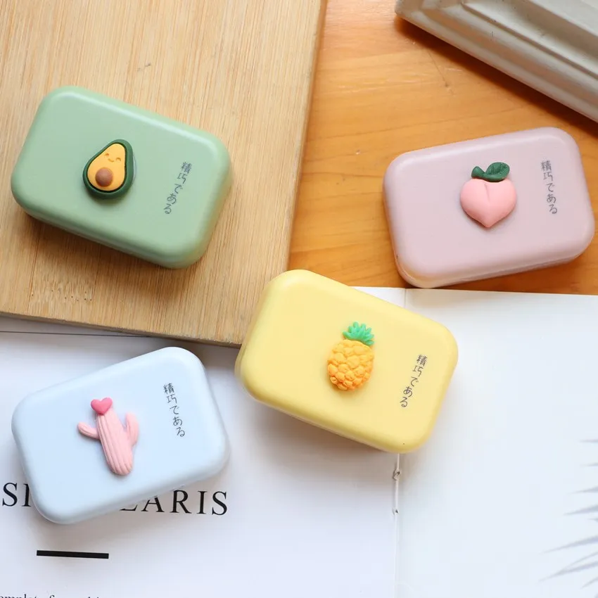 

Cute Contact Lenses Box Lens Case For Eyes Care Kit Glasses case Holder Container Gift Cartoon Fruit Women Portable