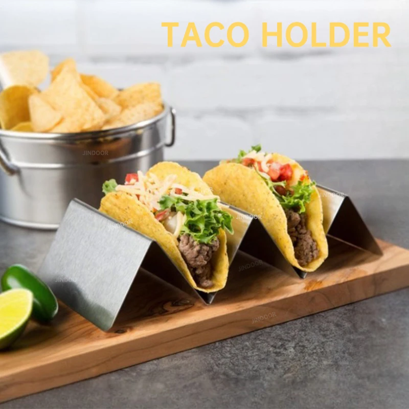 

430 Stainless Steel Taco Rack holder Mexican Pizza Rack W-shaped Pancake , Heavy Duty Metal Taco Shell Holder for Taco Tuesdays