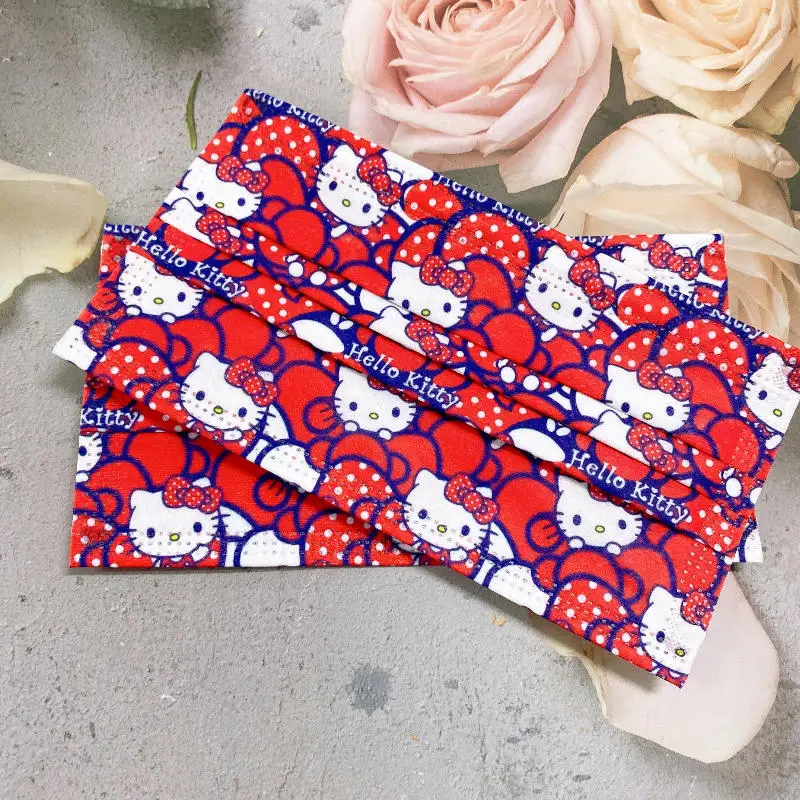 

50Pcs Sanrioi Kitty Mask Anime Cartoon Disposable Protective 3 Layers Face Mask Dust Mask Boy Girl Gift No Box