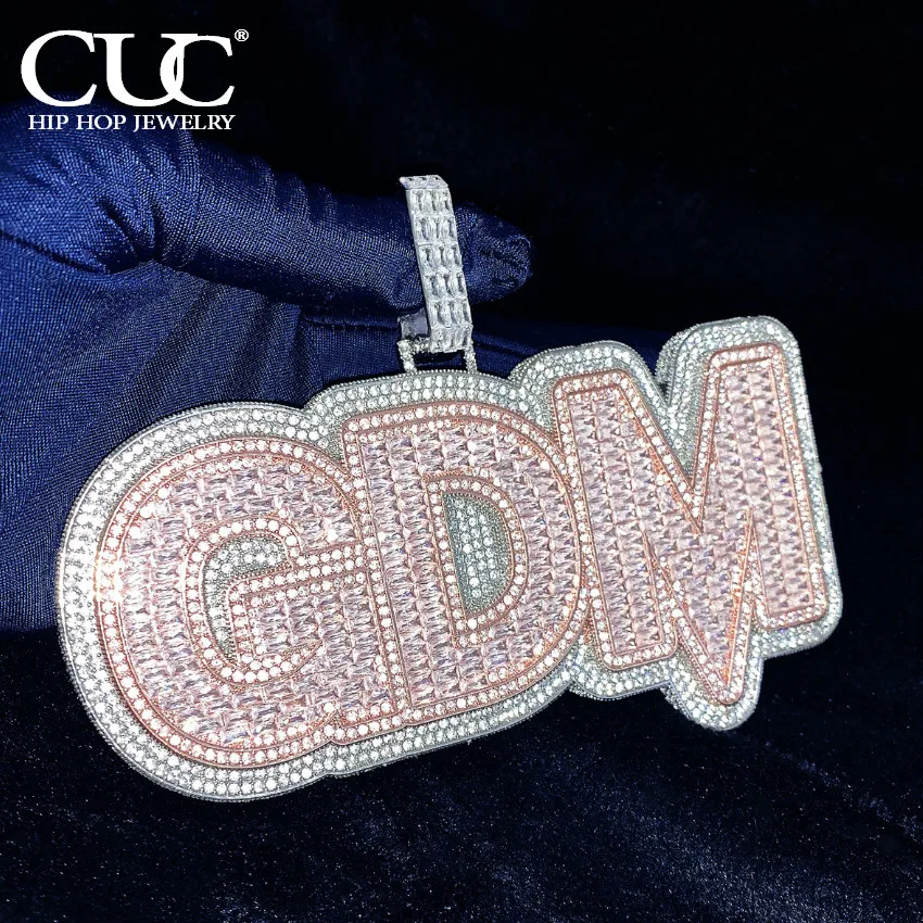 CUC Two Tone Big Letter Custom Name Pendant Men HipHop Necklace Chain Customized Number Rock Rapper Jewelry