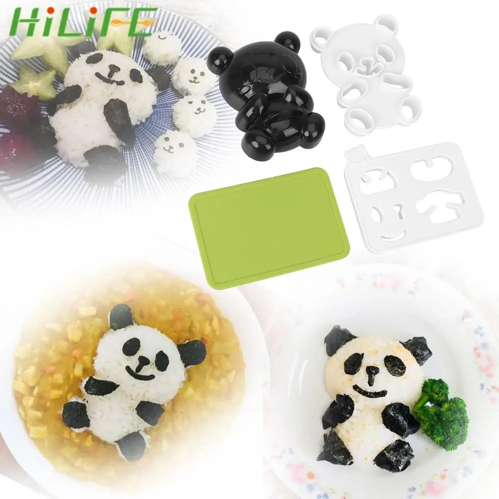 

HILIFE 4 in 1 Baby Panda Sushi Mold Dry Roasted Seaweed Cutter Set DIY Panda Onigiri Rice Maker Sandwich Toast Cutter Mold