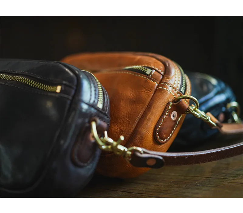 Fashion casual luxury genuine leather men's small crossbody bag outdoor party weekend high quality real cowhide shoulder bag