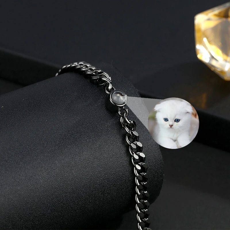 Couple Cuban Chain Projection Bracelet Customization Photo Men Jewelry Nice Gifts For Dad's Boyfriend Drop Shipping