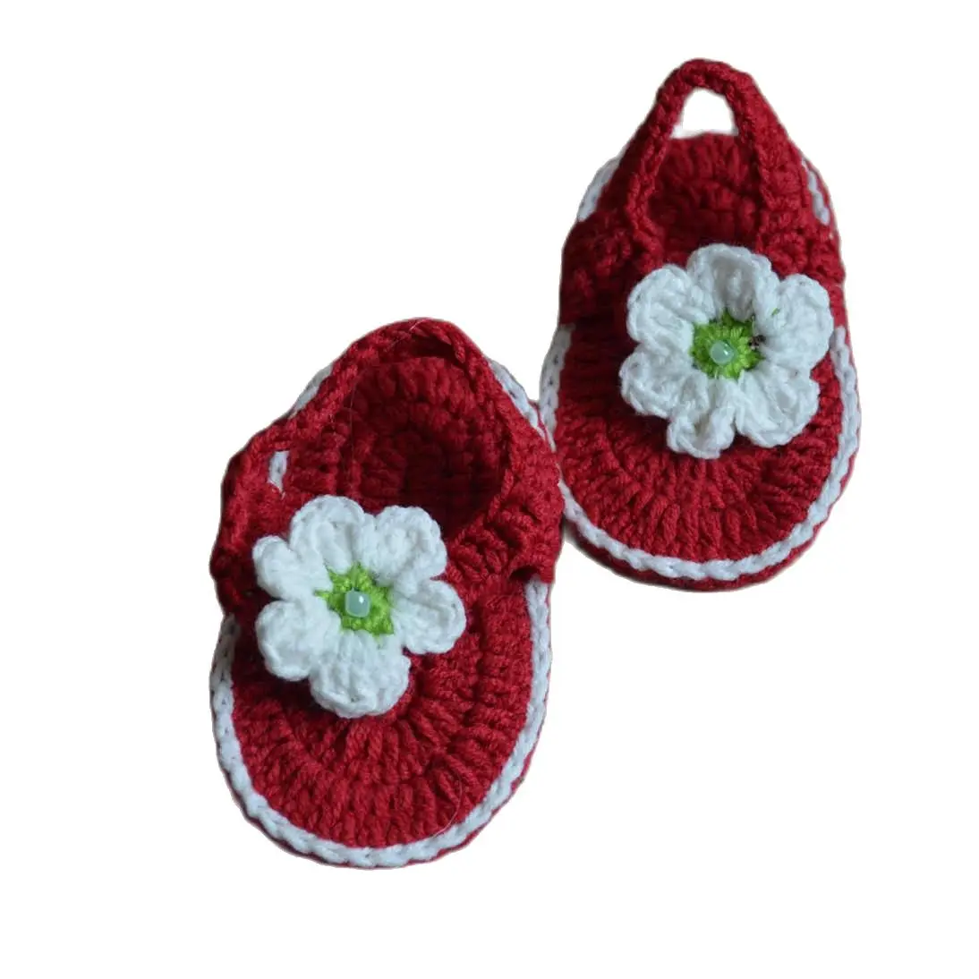 БЕСПЛАТНАЯ ДОСТАВКА Вязаные детские сандалии бирюзового цвета для лета с маленькими цветочками-пушками Размер 9см, 10см, 11см.