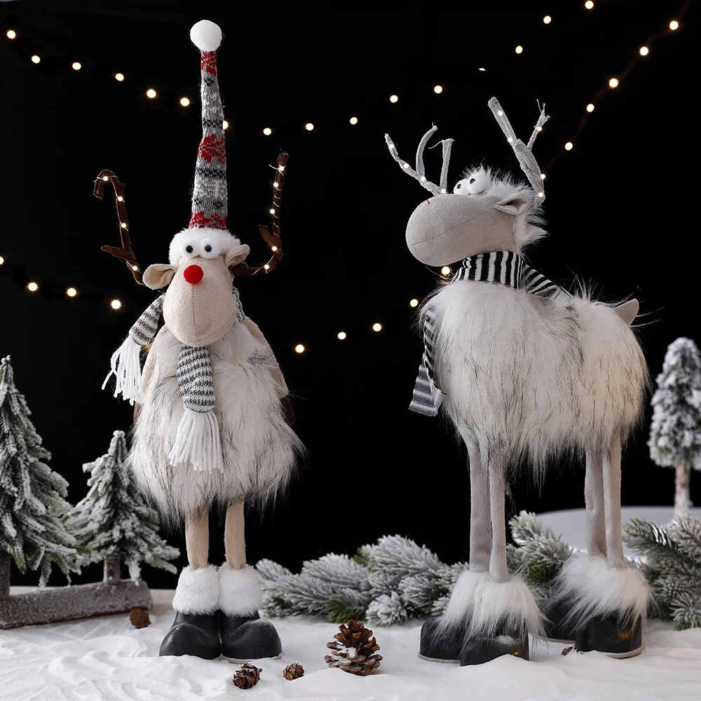 

Large Standing Christmas Elk Doll with Lights Xmas Retractable Reindeer Doll Navidad Tree Ornaments Home Christmas Gift Kids