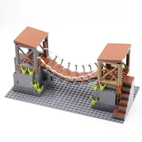 ww2 moc city military blockhouse chain bridge scene building blocks stick to the fortress mini toys pubg birthday gift for boys