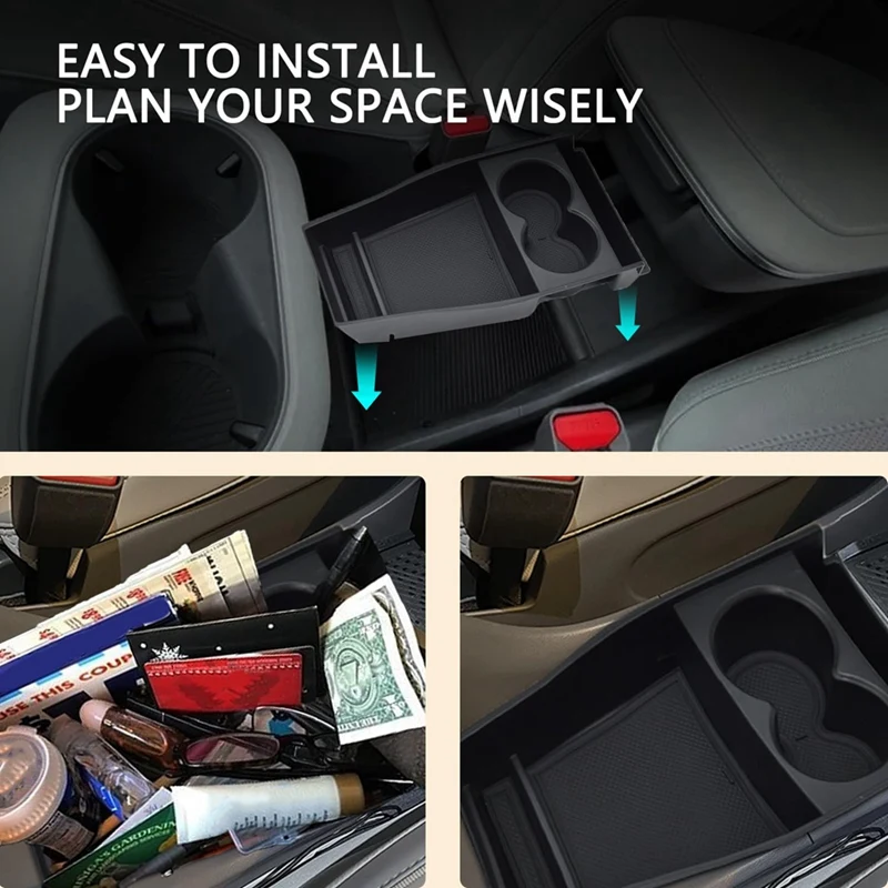Органайзер центральной консоли с подстаканником и нескользящим ковриком нижний