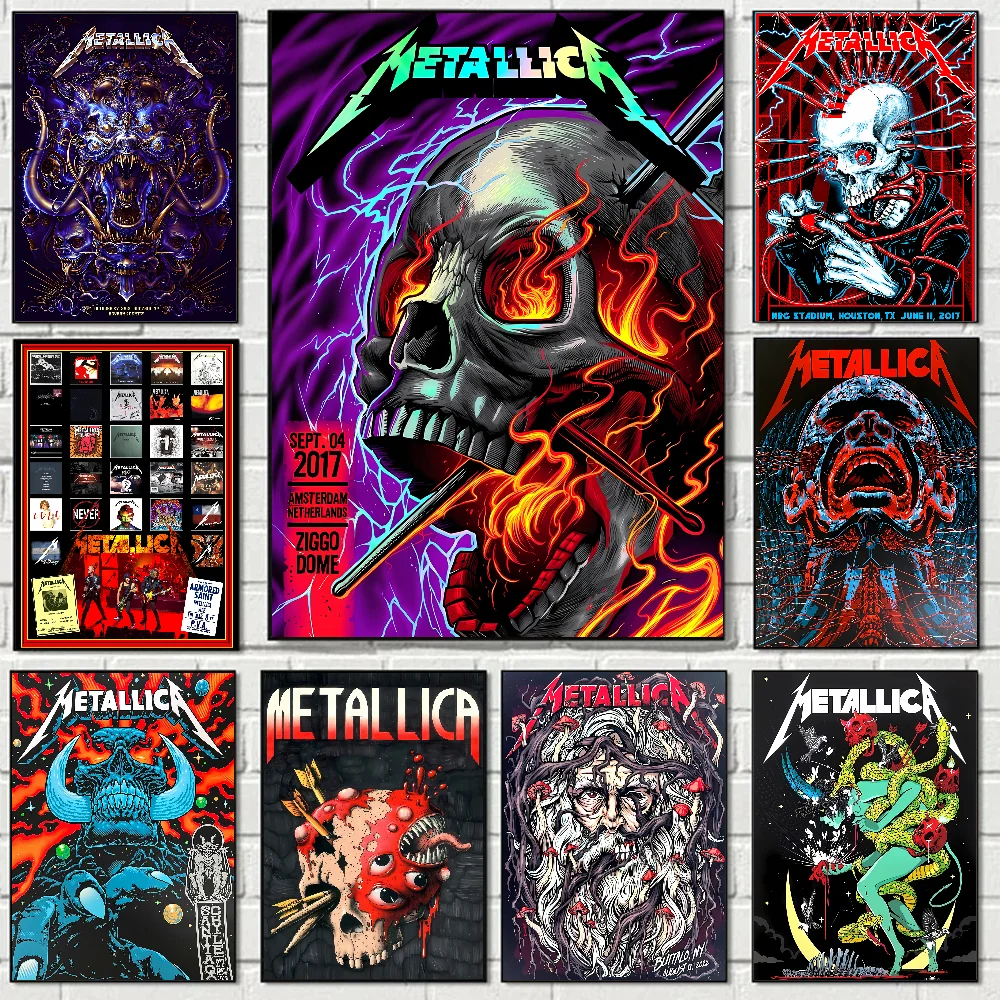 Band M-METALLICA Poster Stickers Art Wall Murals Decor Game Room Gifts HD Painting