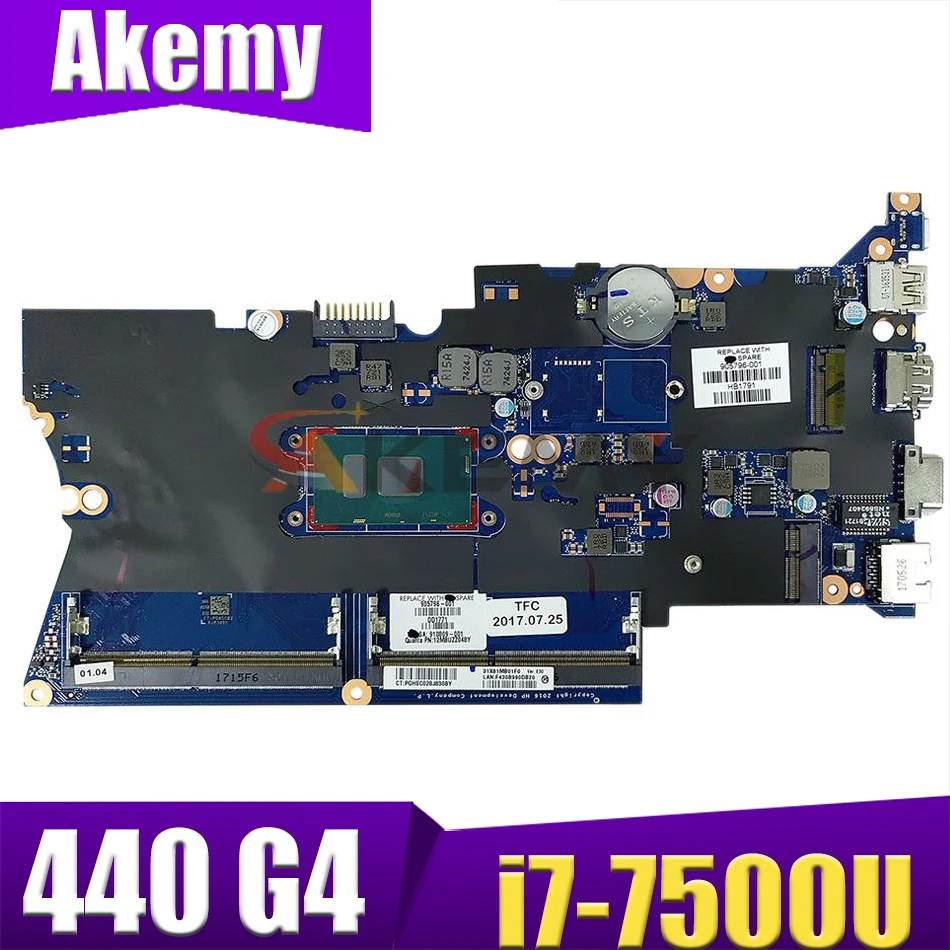 

Original For HP Probook 440 G4 14 inch Laptop Motherboard DA0X81MB6E0 905797-601 905797-501 905797-001 SR2ZV i7-7500U CPU DDR4