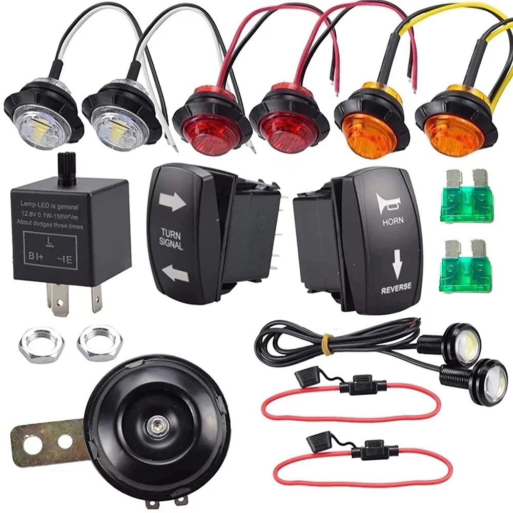 

High Quality Rocker Switch Turn Signal Street Legal LED Light Horn For Polaris ATV UTV Motorcycle Warning Light Accessories