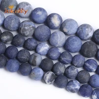 natural stone dull polish blue sodalite stone round loose beads for jewelry making diy bracelets 4 6 8 10 12 14 16mm 15