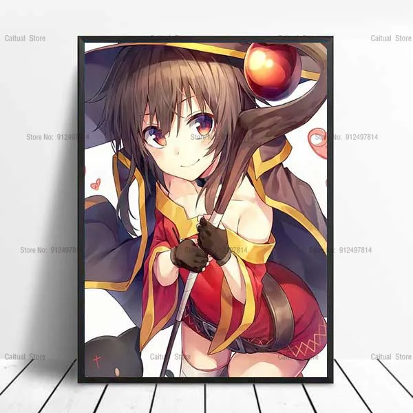 KonoSuba MEGUMIN японское аниме мультфильм девушка холст живопись плакат печать