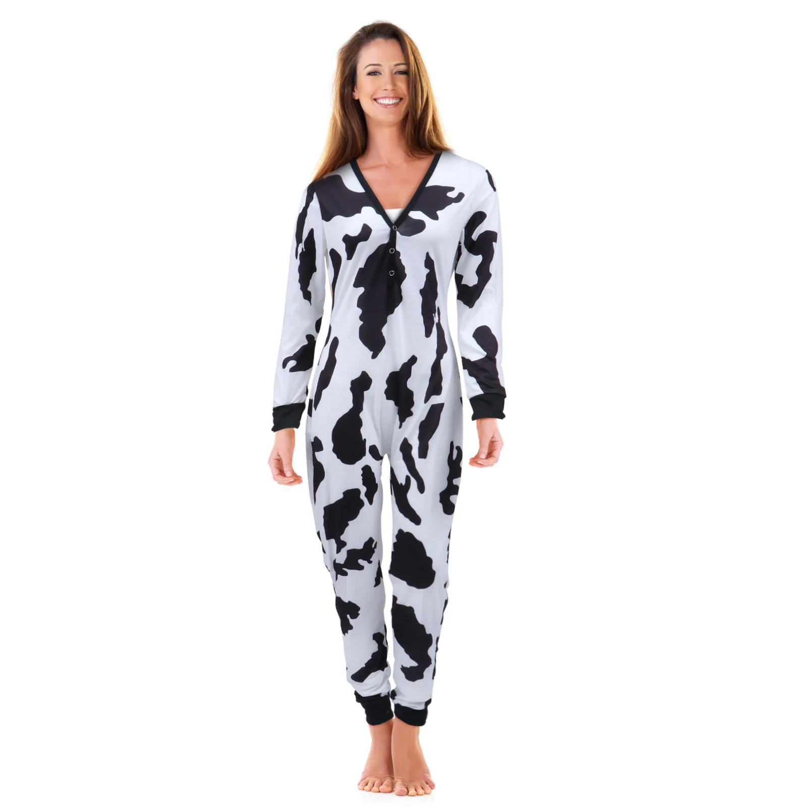

Cow Jumpsuit One-piece Warm Pajamas Lingerie Bodysuit Adult Nightwear Cartoon Sleeping Clothes Cotton Miss Nightshirts Women