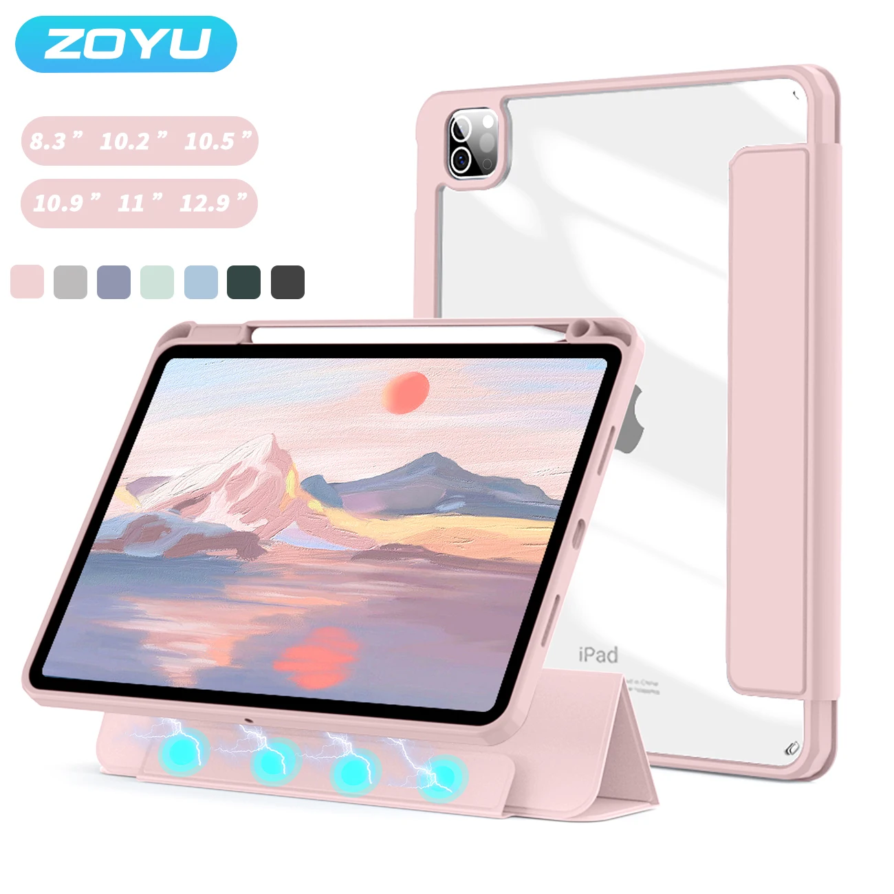 

Чехол ZOYU для iPad Air 4/5 10,9 для iPad 10 10,9 2022 Pro 10,5 11 12.9, чехол для iPad mini 6 10,2 дюйма с держателем для карандаша