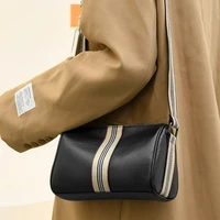 luxury womens crossbody bag genuine leather shoulder bags girls chic wide straps casual handbag stripe patchwork messenger bags