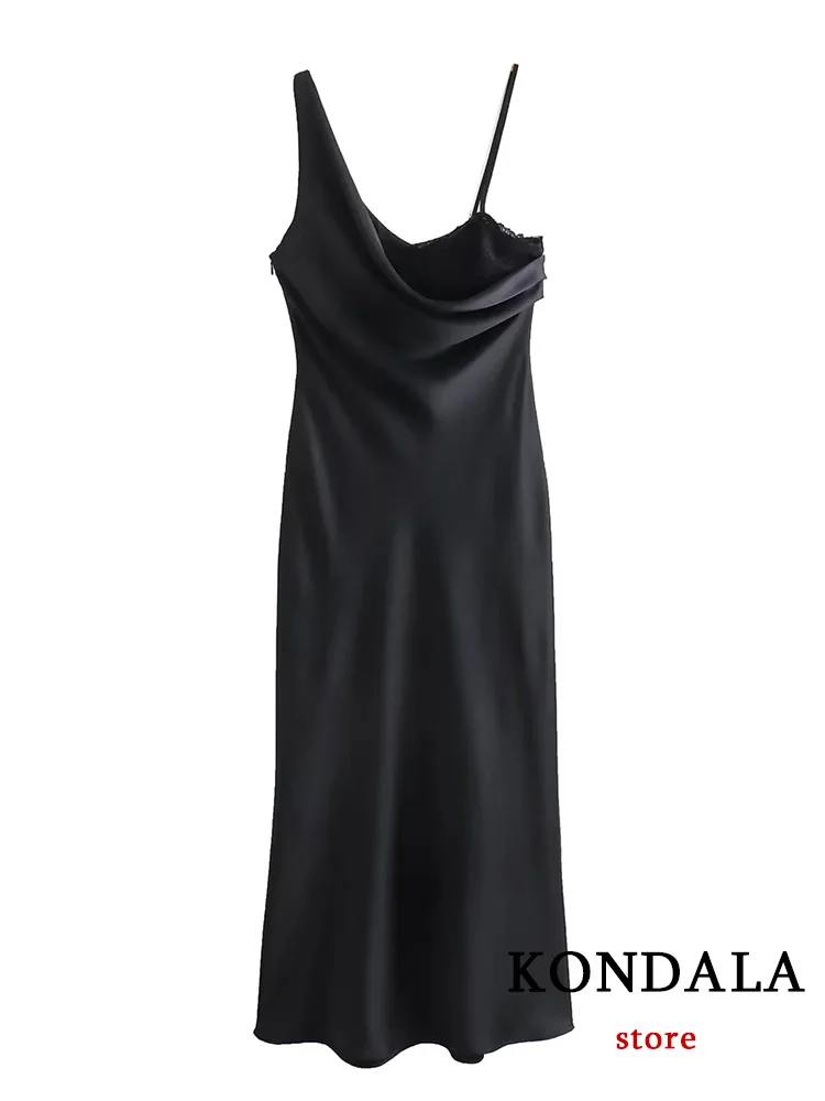 

Винтажное сексуальное шикарное женское платье KONDALA, черное однотонное кружевное прямое платье без рукавов, модное осеннее Клубное платье 2023
