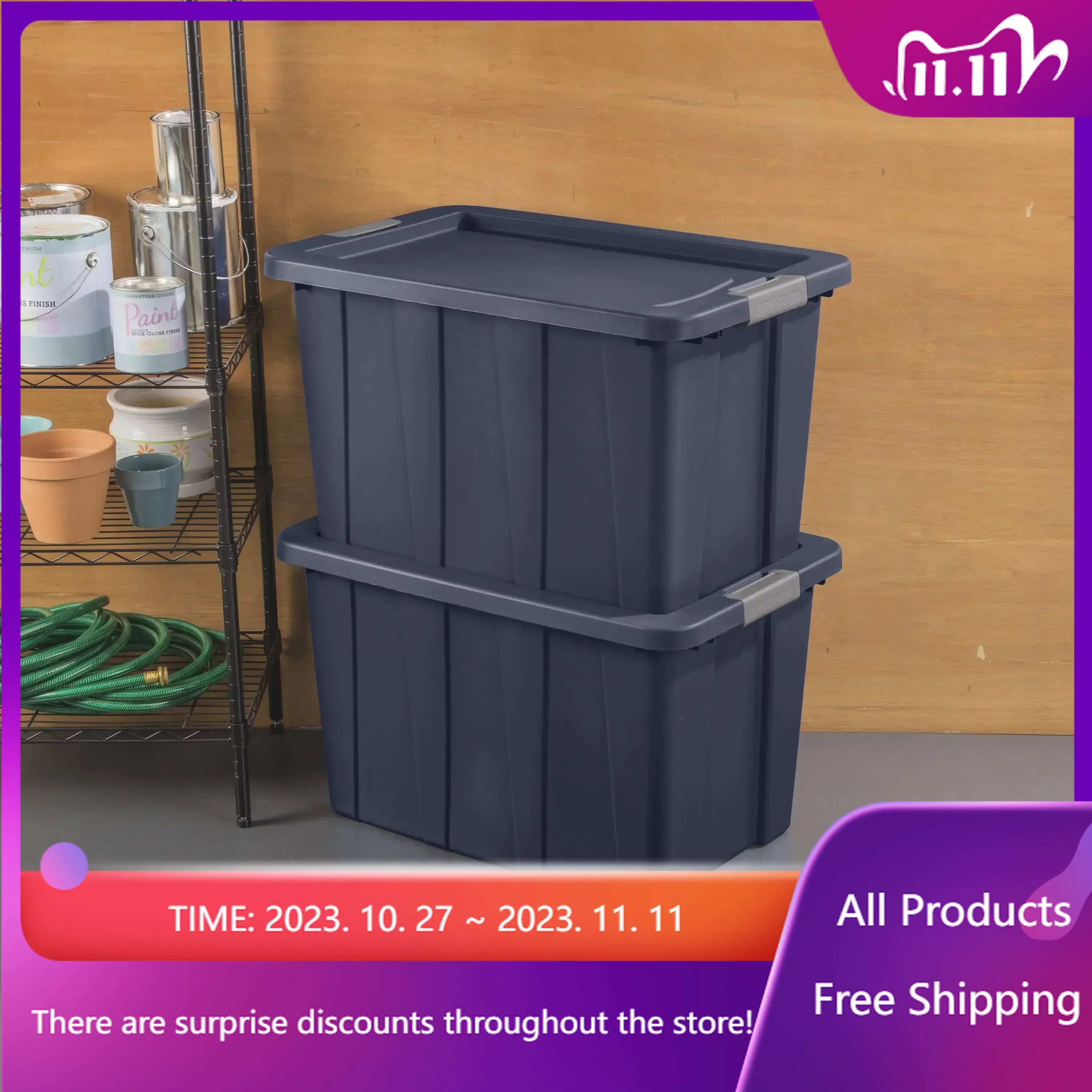 

30 Gallon Dark Indigo Latch Tuff Tote Storage Box Storage Organizer Fast Transportation Sales promotion