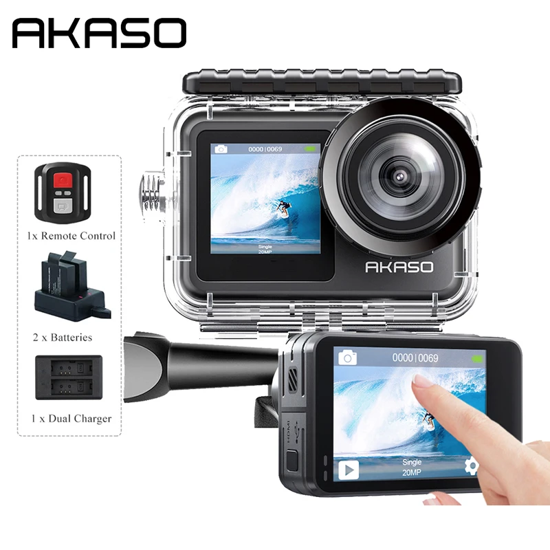 AKASO Action Camera Brave 7 LE 4K30FPS 20MP 4K Sports Camera Waterproof Cam Touch Screen Vlog Camera EIS 2.0 Remote Control