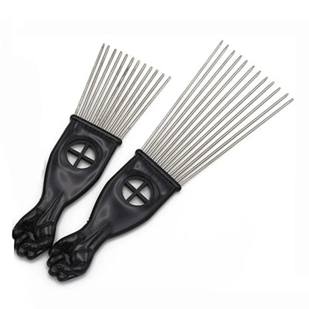 

3pcs Metal Pick Combs Hair Styling Hair Pick Comb Long Teeth Fist Handle Pick Comb Hair Pick for Tangled Nappy Volume Hair