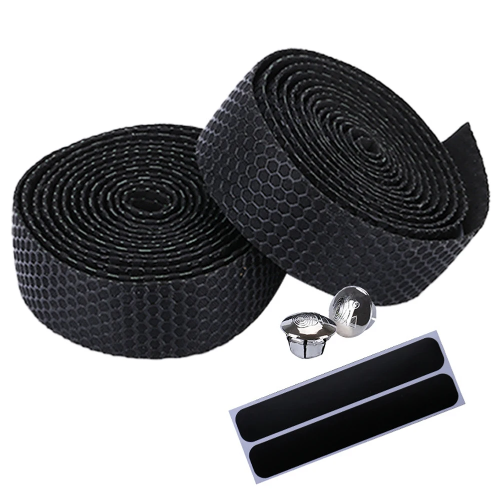 

2pc Road Bike Handlebar Tape Anti-slip EVA Shock Handle Bar Tape With Bar End Plugs Breathable Fishing Road Tapes Bike Accessory