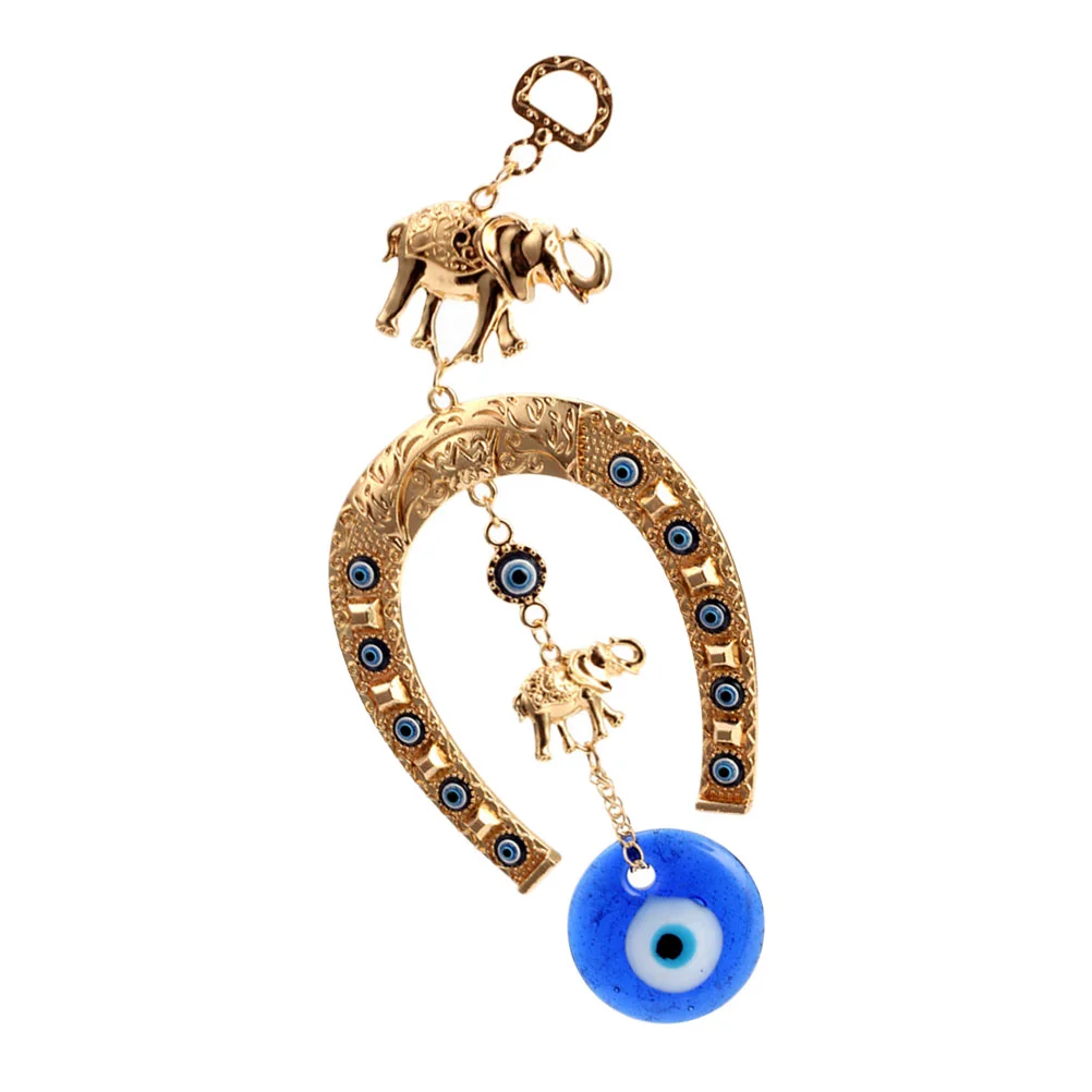

Blue Evil Eye Pendant Evil Eye Hanging Ornament Elephant Eye Pendant Horseshoe Elephant Pendant for Car Key Decor Keychain Decor