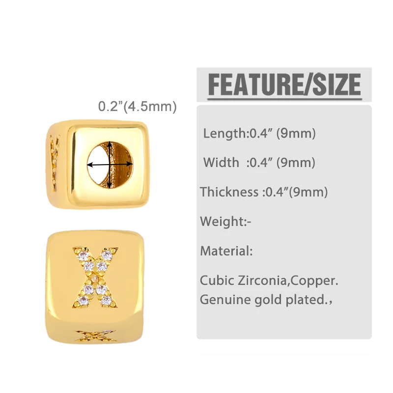 OCESRIO мини Алфавит буквы амулеты для браслетов позолоченный медный Циркон