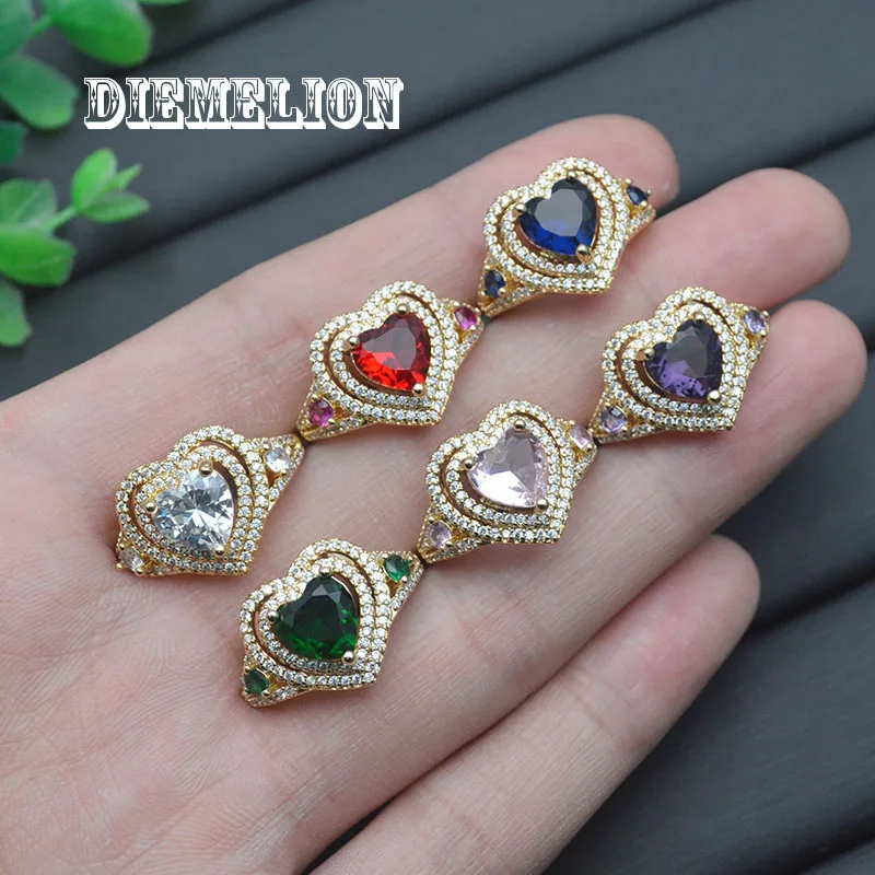 

Luxury Colorful Zircon Love Heart Rings for Women Gold Color Adjustable Wedding Ring Fashion Aesthetic Jewelry Anillos Mujer